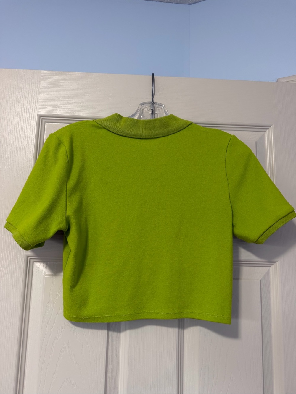 Sunday Best Cropped Button-Down Top in Lime Green - Picture 2 of 6